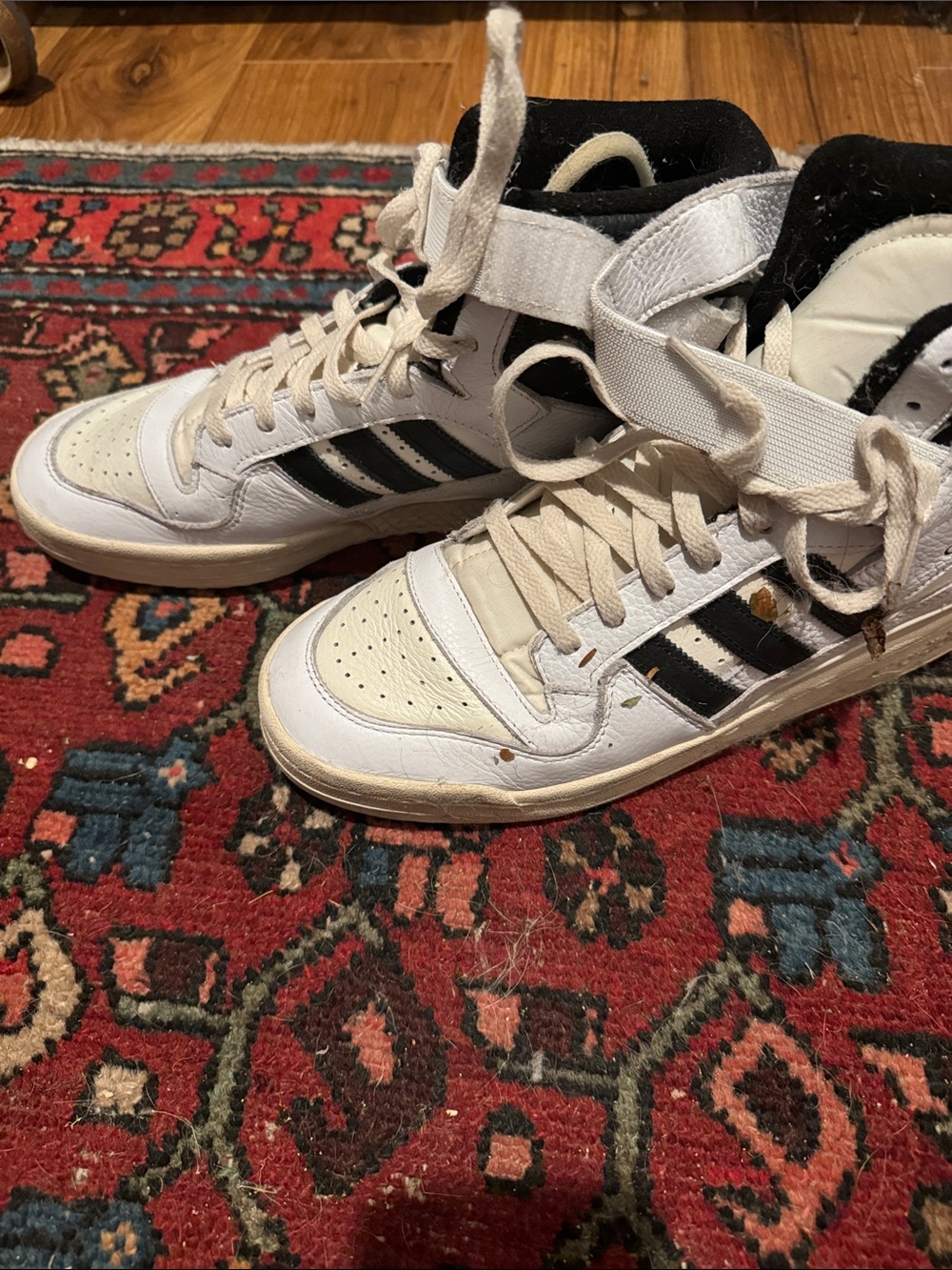 adidas Men's High-Top Sneakers in White and Black - Picture 2 of 4